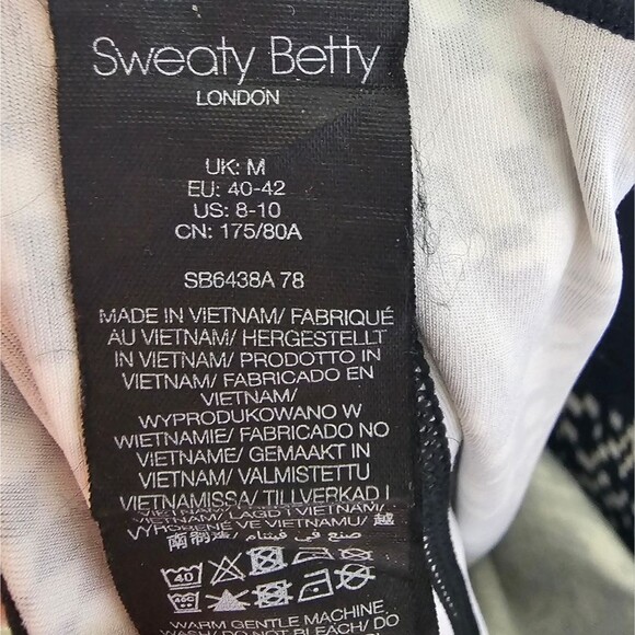Sweaty Betty Power Leggings Black White Print Panel Athletic Sz 8/10 Fitness - Picture 7 of 15